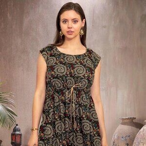 Vibrant Verve Black Printed Short Top | Muvvas Boutique